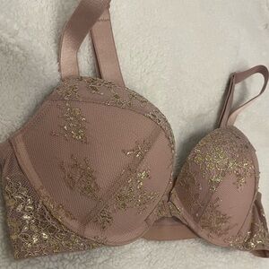 Victoria Secret Shiny Gold and Pink Bra